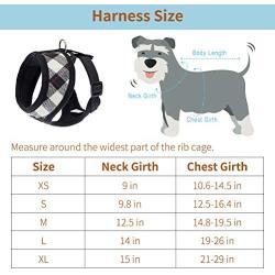 PUPTECK Soft Mesh Dog Harness with Leash - Plaid Adjustable Puppy No Pull Harnesses - Pet Padded Walking Vest