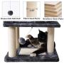 IBUYKE Cat Tree Tower Condo Cat Play Furniture 36.2'' with Sisal Scratching Posts and Board, Perches, Cat House, Dangling Balls, for Pet Cat Kitten, Light Gray Smoky Gray, UCT007