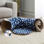 WESTERN HOME WH Cat Tunnel Bed with Soft Mat, Cat Tunnel Toys with Peephole Fun Ball, Cat Tube Bed Tunnel Collapsible 3 Way Kitty Toys for Indoor Pet Kittens, Removable and Washable Dog Cat Maze