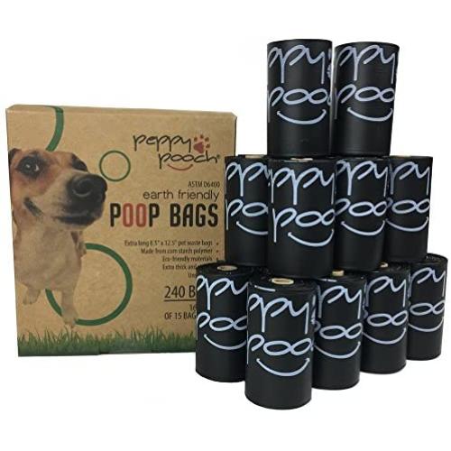 Peppy Pooch Pet Waste Bags - Earth Friendly - Large Poop Bags, 240 Bags (16 Rolls) Unscented