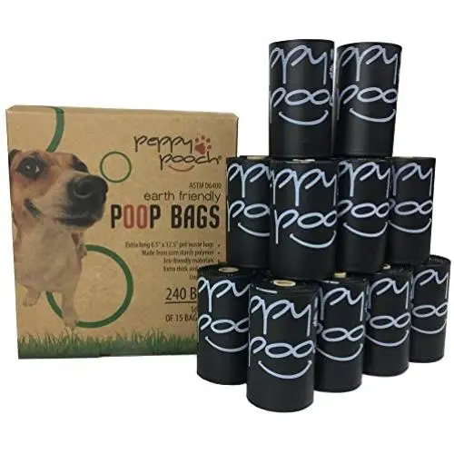 Peppy Pooch Pet Waste Bags - Earth Friendly - Large Poop Bags, 240 Bags (16 Rolls) Unscented