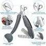 Dog Nail Clippers Upgraded - 3 in 1 Foldable Dog Nail Trimmers with Safety Guard to Avoid Over Cutting - Free Hidden Pet Nail File and Hair Brush Comb, Professional Grooming Tool for Dogs and Cats