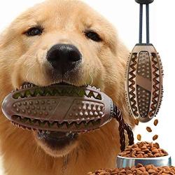 Emoly Upgraded Dog Treat Toy Food Dispensing Training Ball, Tooth Cleaning Chew Toy for Small Medium Dogs IQ Interactive Puppy Depressing Toys, Pet Bad Breath Cleaning Toy - Chocolate