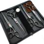 7.0in Titanium Professional Dog Grooming Scissors Set,Straight & Thinning & Curved Scissors 4pcs Set for Dog Grooming (Bright Black) 7.0in Titanium Professional Dog Grooming Scissors Set,Straight & Thinning & Curved Scissors 4pcs Set for Dog Grooming (Bright Black)