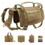 PET ARTIST Tactical Dog Harness with 3 Handles & 3 Leash Clips & 2 Metal Buckles, Military Working Dog Molle Vest with Pouches & Patches, No Pull Dog Training Harness for Medium Large Dogs,M/L