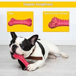 Peteast Dog Toys, Durable Dog Chew Toys for Aggressive Chewers Bacon Flavored Tough Natural Rubber & Teeth Cleaning Chewing Bones for Large/Medium/Small Dogs