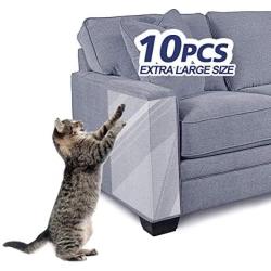 FOCUSPET Furniture Protectors from Cats, Cat Scratch Deterrent Sheet | Double-Sided Training Tape an-ti Pet Scratch for Couch Furniture Protector 6Pcs/10Pcs, 17''x12''+17''x10''