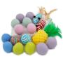 Jcheupet 17pcs Assorted Cat Toys,Interactive Toys Set Including Wool Balls,Catnip Feather Pineapple,Paper Rope Balls and Feather Mice for Kitty,Cat,Kitten with Storage Bag