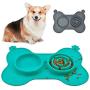 Dog Bowl Slow Feeder Fun Interactive Food Feeder with BPA Free Food Water Bowl Non-Spill Non-Skid Silicone Mat for Small Medium Dogs Cats and Pets