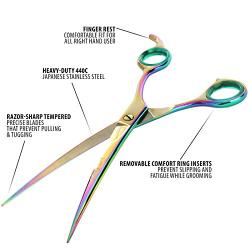 SHARF Professional 8.5'' Curved Rainbow Pet Grooming Scissors: Sharp 440c Japanese Clipping Shears for Dogs, Cats & Small Animals| Rainbow Series Hair Cutting/Clipping Scissors w/Easy Grip Handles