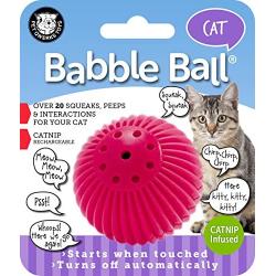 Pet Qwerks Cat Babble Ball with Catnip Infused, Interactive Cat Toy