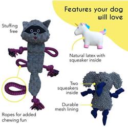 rocket & rex Chew Toys for Dog and Puppy. Teething, Gums, Dog Teeth Cleaning. Variety Packs That May Include Rope Toys, Stuffing Free Toys, Squeakers, Balls. (Unicorn)