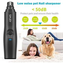 SIMJOY Electric Dog Nail Grinder Gentle Quiet, Professional Pet Nail Trimmer 2-Speed Regulation Pet Nail File for Small Medium Large Dogs Cats Pets Painless Paws Grooming, 2 Grinding Wheels