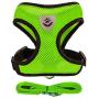 Emoly Soft Mesh Dog Harness Vest, Large Dog Harness, Night Reflective Adjustable Mesh Harness with Padded Vest and Leash（Green）