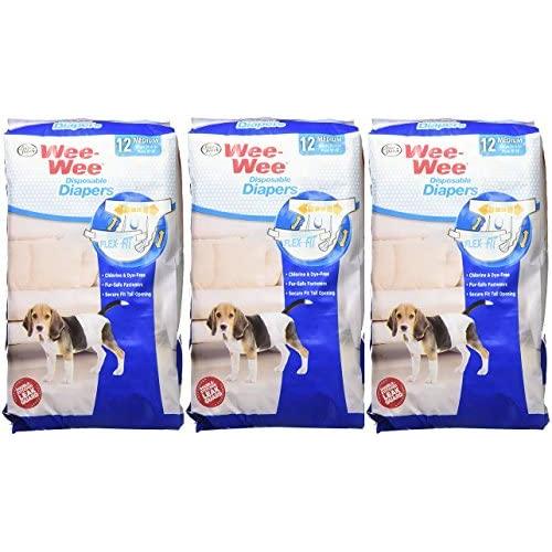 (3 Pack) Wee-Wee Products Disposable Dog Diapers (Medium / 12 ct. Per Pack)