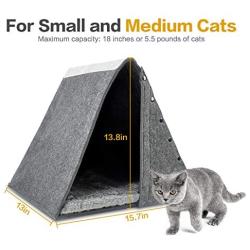 OPPODREAM Felt Cat House, 2 in 1 Cat House for Indoor, Foldable Pet House for Small and Medium Cats or Dogs, Gray