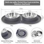 Kulmeo Double Dog Bowl Cat Food Bowls Stainless Steel Dog Food and Water Bowls with Non Skid Silicone Mat Spill Proof Small Puppy Bowl