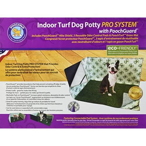 PoochPads PG16P24PSHS Indoor Turf Dog Potty PRO System Connectable Pad, Grass, Hike Shield with 2 Wall Pads