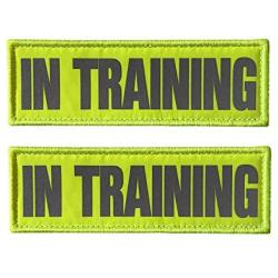 JUJUPUPS Reflective Dog Patches 2 Pack Service Dog,in Training,do not Pet Tags for Hook and Loop Patches Vests and Harnesses (in Training, 5x1.5 inch)