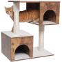 USIKEY Wooden Cat Tree with 2 Cozy Plush Condos, Cat Tower with Soft Protective Cushion and Sisal Posts, Cat Activity Tree with Cave, Kittens Activity Center, Easy Cleaning