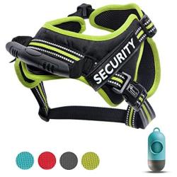Petties&Sweeties No Pull Service Dog Vest Harness - Reflective - Pack Include Poop Bags, Adjustable Straps, with Training Handle and Hook, Mesh Padding, 1 PCS Removeable Tags for Small Pet Black
