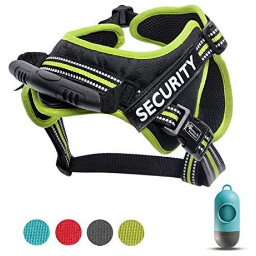 Petties&Sweeties No Pull Service Dog Vest Harness - Reflective - Pack Include Poop Bags, Adjustable Straps, with Training Handle and Hook, Mesh Padding, 1 PCS Removeable Tags for Small Pet Black