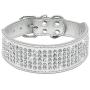 Beirui Rhinestones Dog Collars - 2'' Width with 5 Rows Full Sparkly Crystal Diamonds Studded PU Leather - Beautiful Bling Pet Appearance for Medium & Large Dogs