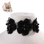 Chenyouwen Pet Toys Great Pet Jewelry Collar Creative Teddy Lace Flower Lace Bib Cute Cat Necklace, Size: L(White) (Color : Black)