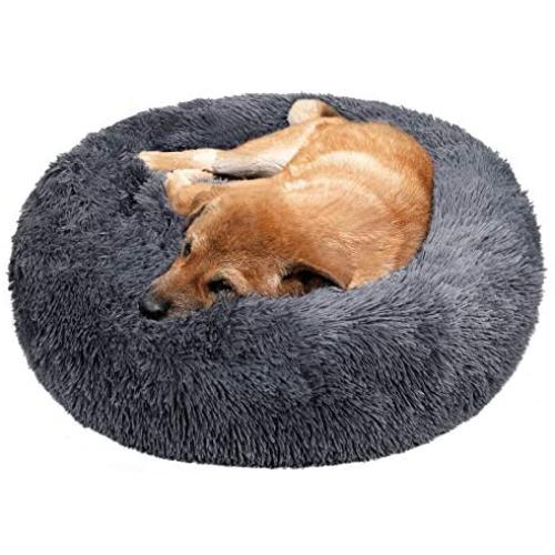 TAMOWA Dog Bed Cat Bed Comfortable Donut Cuddler Round Dog Bed for Small Medium Dogs Ultra Soft Calming Dog Bed, Self Warming, Improved Sleeping, Anti-Slip Base (Size 20''/24''/28''/31'')