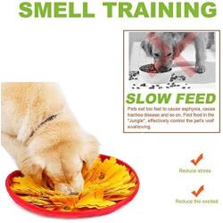 Snuffle Mat Pet Dog Slow Feeding Training Foraging Pad, Pet Dog Cat Interactive Fun Game Puzzle Toys, Non-Slip Smell Training Nosework Sniffing Blanket Mat Treat Feeder Bowl for Releasing Pressure