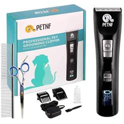 2020 Upgrade Professional Dog Clippers with LCD Display Dog Grooming Clippers USB Rechargeable Dog Hair Clippers Cordless Dog Trimmer Low Noise Pet Clippers for Dogs/Cats Dog Shaver with Guard Combs