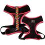 BESSIE AND BARNIE Air Comfort Harness for Pets, Black/Rainbow Blocks/Hot Pink