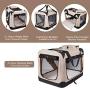 Crazy Queens Portable 3 Door Soft Sided Folding Travel Pet Carrier with Straps and Fleece Mat for Dogs, Cats, Rabbits, Indoor/Outdoor Use