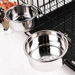 NPLE--Puppy Stainless Steel Bowl Cage Coop Cup Bolt Clamp Hanger For Bird Cat Dog Bowl (M)