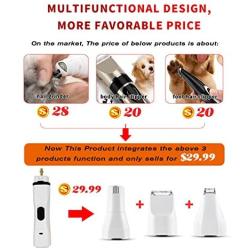HYTONG Dog Nail Grinder and Dog Clippers,Multi-Function Electric Rechargeable Pet Trimmer Painless Paws Grooming & Smoothing for Small Medium Large Dogs & Cats