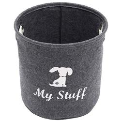 Brabtod Round Felt Pet Toy and Accessory Storage Bin Storage Basket for Home Décor - Pet Toy - Blankets - Leashes and Food