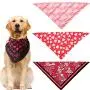 4 Pieces Valentines Day Dog Bandana Heart Pet Neckerchief Square Pet Holiday Scarf Washable Triangle Dog Scarf Bibs for Dogs and Cats