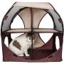 PET LIFE Kitty-Play Collapsible Travel Interactive Kitty Cat Tree Maze House Lounger Tunnel Lounge, One Size, Brown and Khaki