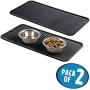 mDesign Premium Quality Pet Food and Water Bowl Feeding Mat for Dogs and Puppies - Waterproof Non-Slip Durable Silicone Placemat - Raised Edges, Food Safe, Non-Toxic - Small, 2 Pack - Black