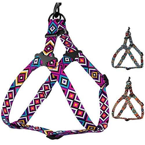 CollarDirect Adjustable Dog Harness Aztec Pattern Tribal Design Pet Step-in Vintage Comfortable Harnesses for Dogs Small Medium Large Puppy