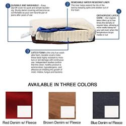 Shredded Certified Organic Latex Orthopedic Pet Bed 40'' X 34'' X 3'' (Large, Blue Denim Color with Fleece Top)