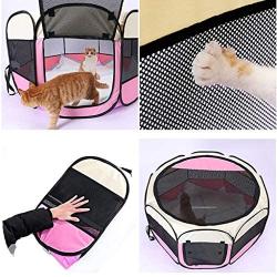 HMDJW Pet Toy Pen Cage Kennel Tent Portable Collapsible Puppy Pet Cat Rabbit Guinea Pig Fabric Baby Fence Cage Kennel Tent