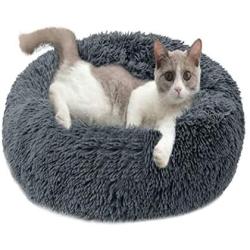 Donut Cat Bed Pet Bed for Small Cat and Dog Round Kitten Cushion Bed Soft Plush Pet Calming Bed