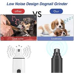 Dog Nail Grinder,Electric Dog Nail Trimmer, USB Rechargeable 2-Speed Pet Nail Trimmer Low Noise/Replaceable Grinding Head for Small Medium Large Dogs & Cats