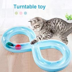 ocijf179 Cat Toy Cat Tray Toys Pet Kitten Turntable Figure 8 Shaped Track Entertainment Supplies - Blue