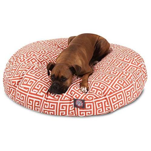 Orange Towers Large Round Indoor Outdoor Pet Dog Bed With Removable Washable Cover By Majestic Pet Products