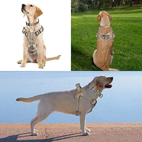 WINSEE Dog Harness and Collar Set for Large Dogs, Reflective Adjustable