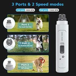 GLOBAL GOLDEN Professional Dog Nail Grinder, Upgraded 2 LED Lights & 2-Speed Portable Electric Pet Nails Trimmers 【15000 RMP】 for Small | Medium | Large Dog & Cat