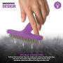 Poodle Pet Dog Grooming Rake| Dematting Tool with Stainless Steel Shedding Comb for Pets | 2 Rows of Pins Gently Remove Loose or Tangled Hair from Undercoat | Purple Handle