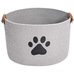 Geyecete Round Dog Dog Toy Basket Storage Cotton Rope Storage Basket Pet/Doy Toy Box Dog Storage Basket